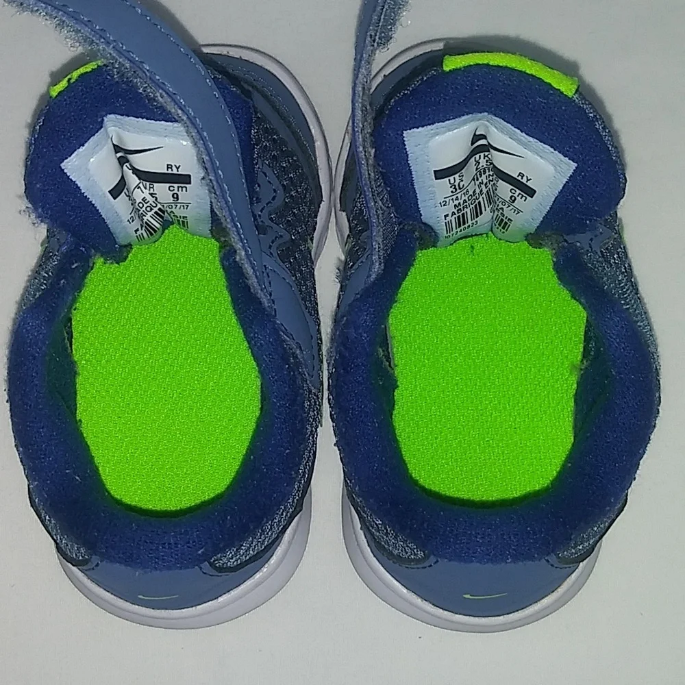 Nike Kids Blue and Green Sneakers
